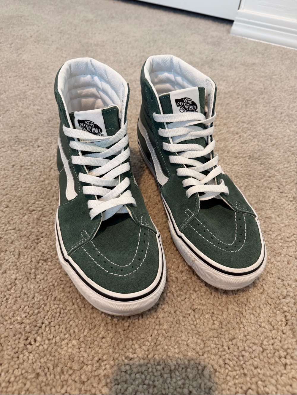 Vans High Top Sneakers in Forest Green and White